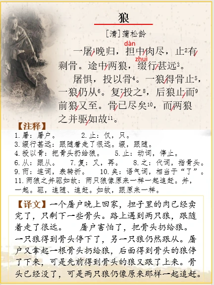七上语文 | 文言文解析蒲松龄《狼》