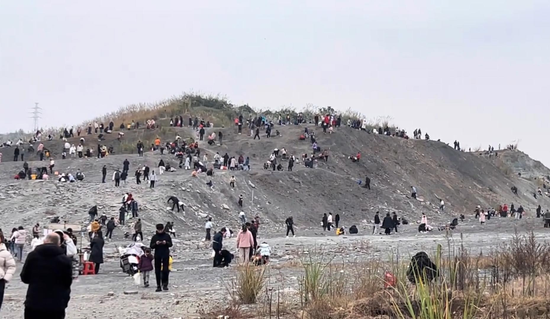 【#重庆一公园附近空地现挖石潮#，有人称挖到化石，相关部门：已关注，还在核实】#