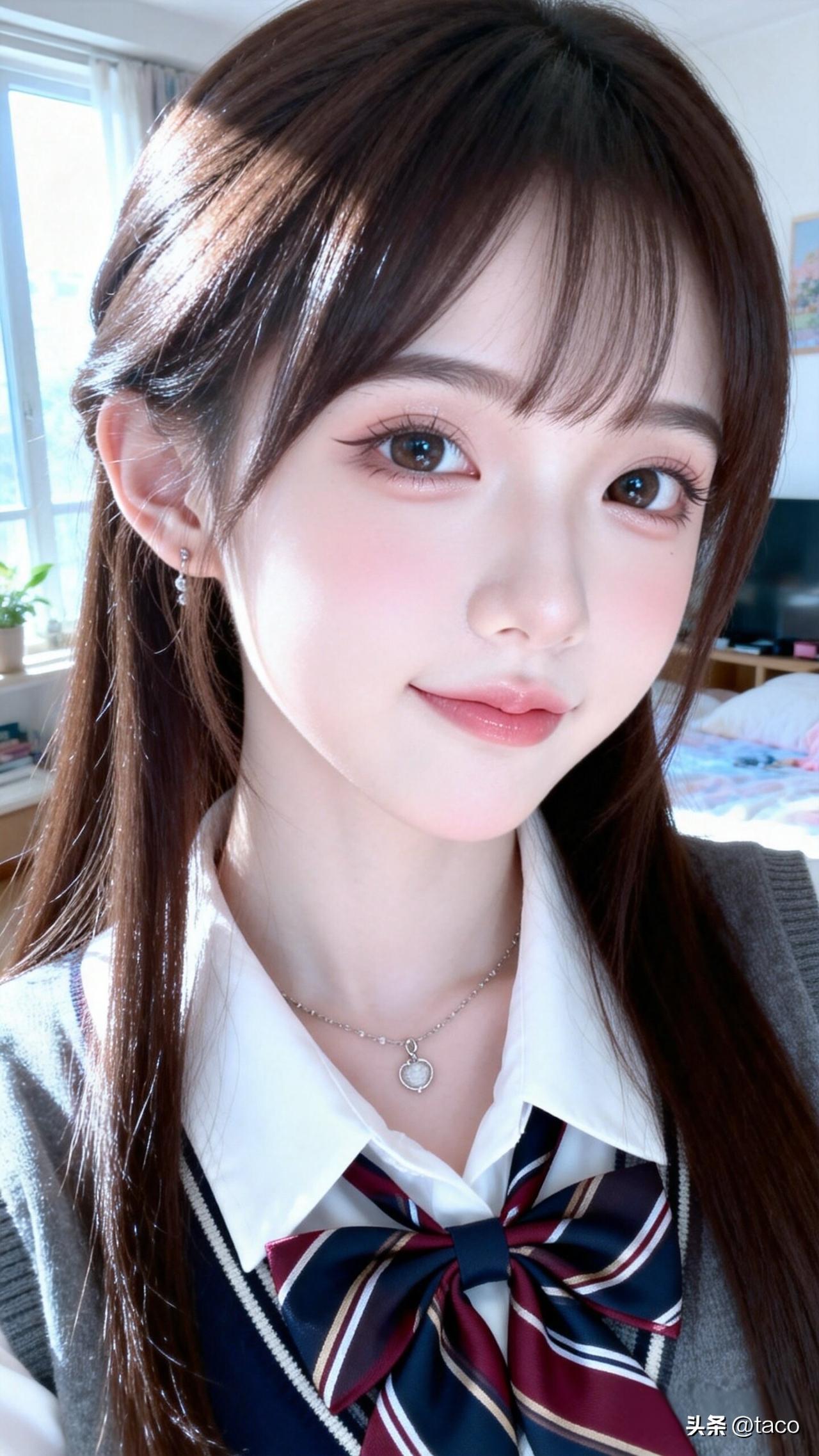元气少女，甜美笑容，清新校园风