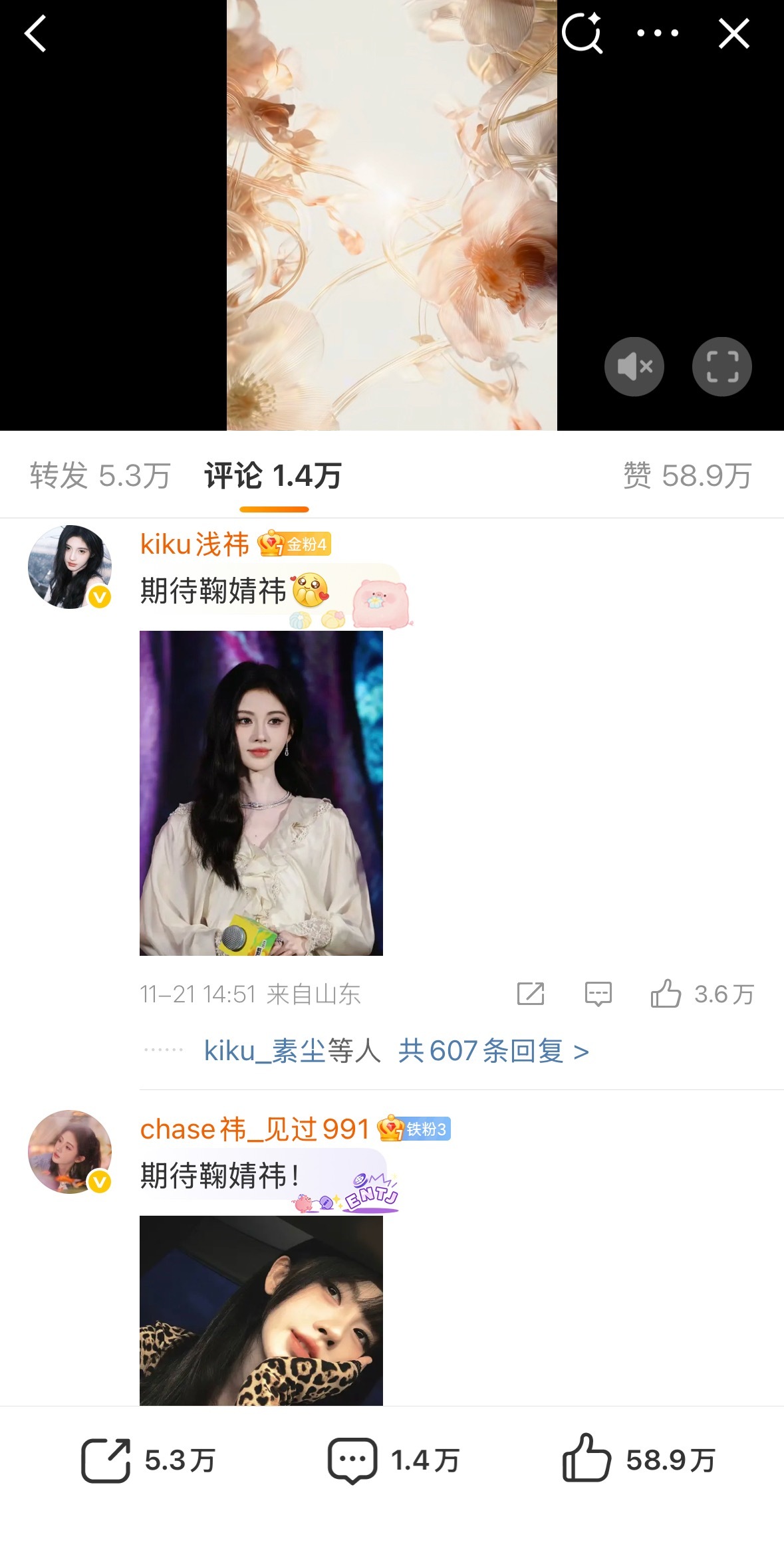 tg 鞠婧祎粉丝把星光大赏预热博文前排全占了！ 