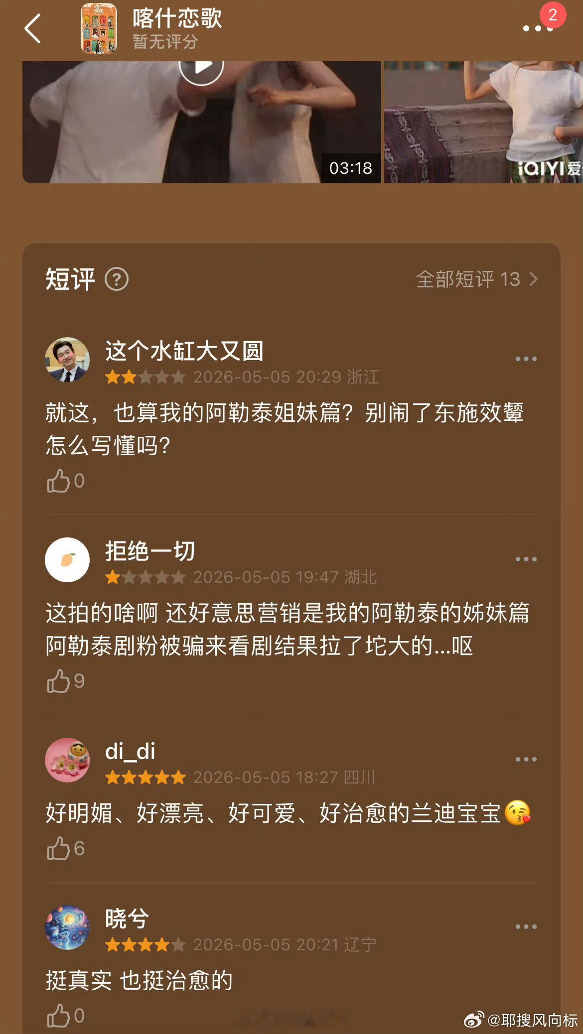 喀什恋歌首日热度李兰迪郭俊辰的喀什恋歌首日热度仅4351，推测云合250万上下 