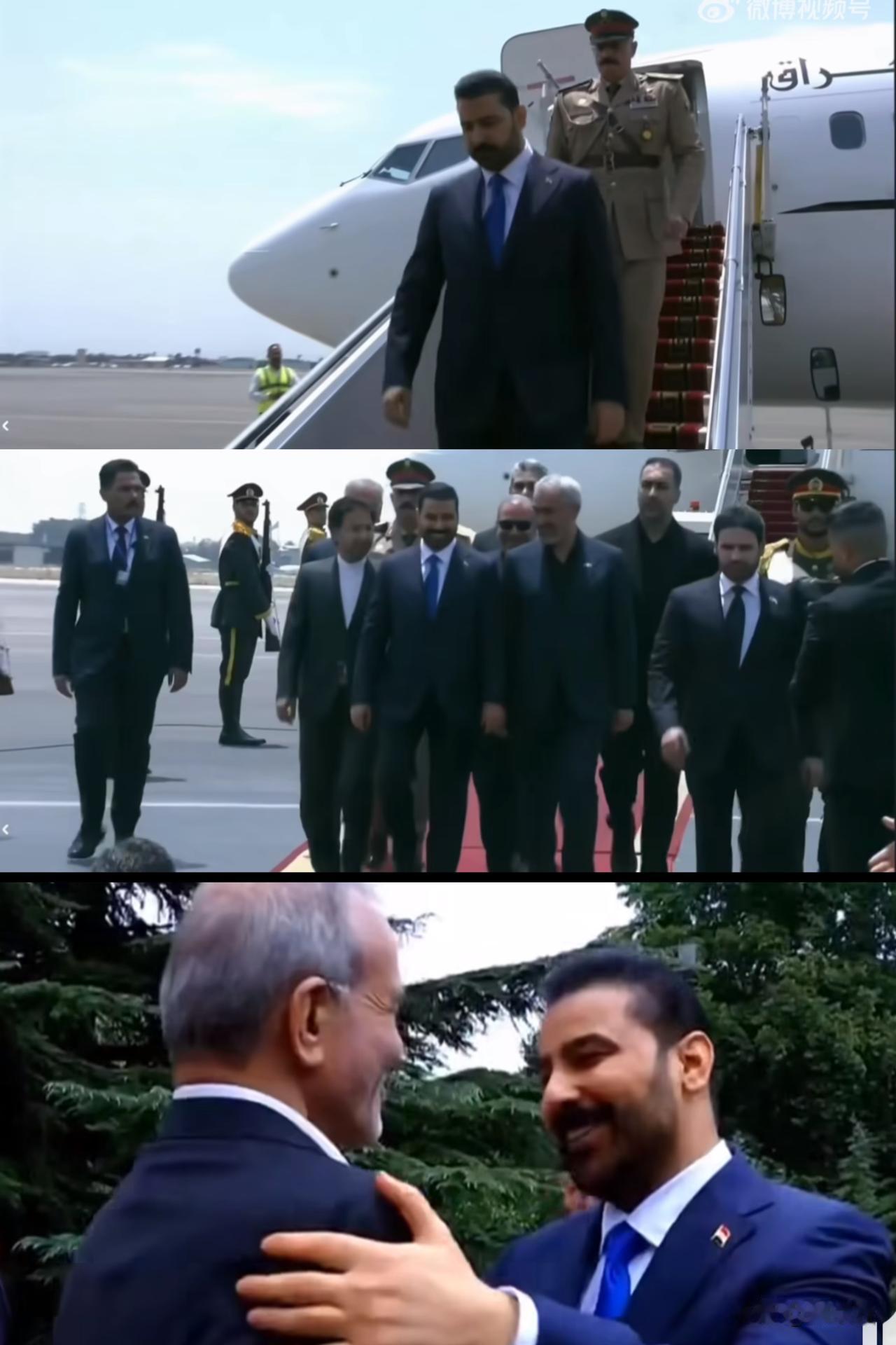 40岁伊拉克总 理扎伊迪访问伊朗，受到热烈欢迎！佩泽希齐扬为他举行欢迎仪式，双方