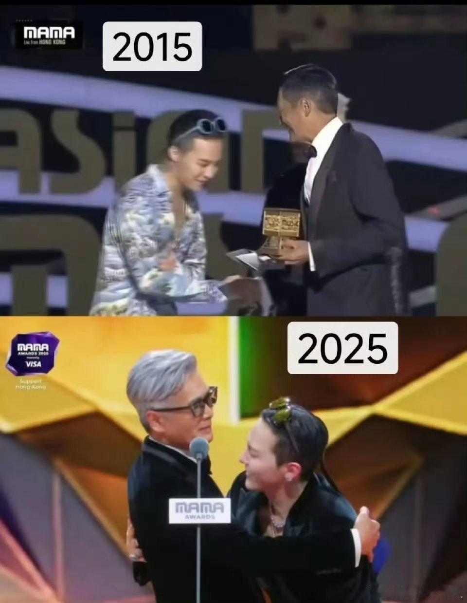 周润发为权志龙颁奖世纪合照 