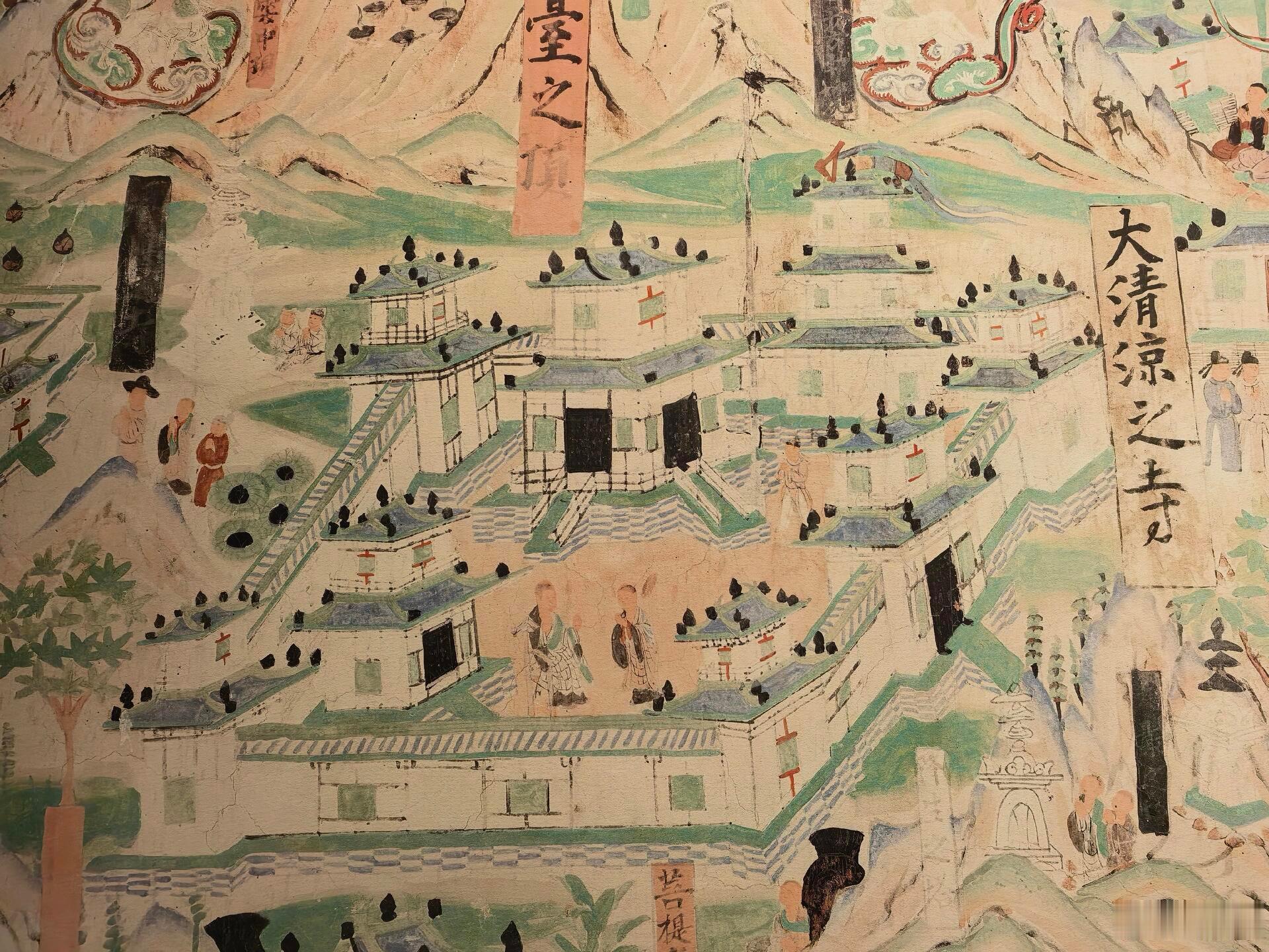 《五台山图》描绘了哪些建筑？敦煌莫高窟第61窟的《五台山图》，是敦煌壁画中规模最
