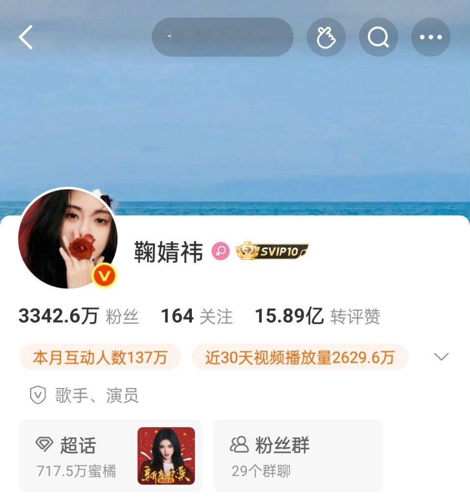 鞠婧祎主页访问量一大早就有540万，火火的 