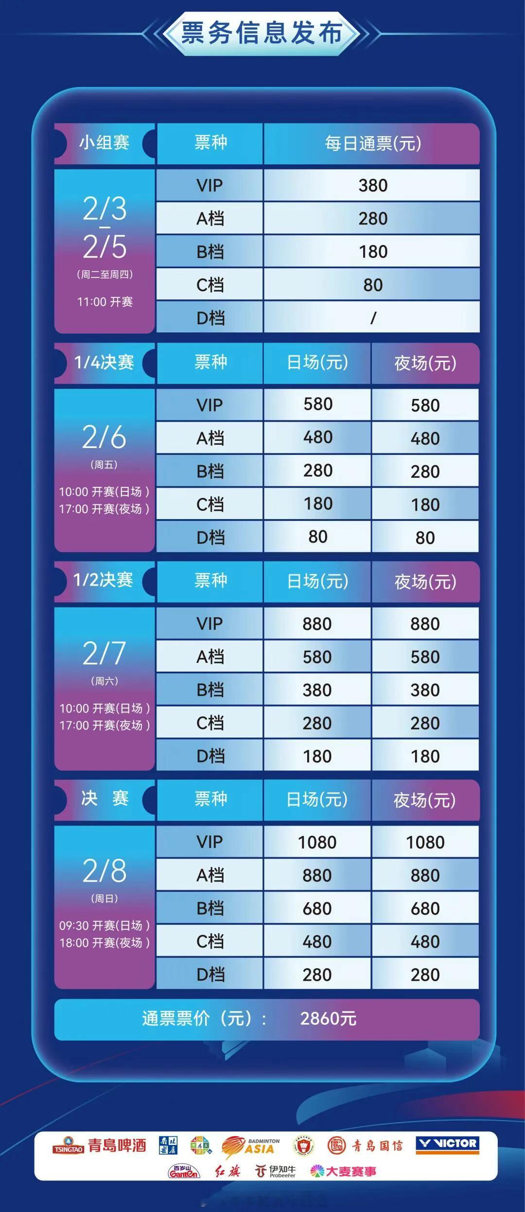 2026年亚洲羽毛球团体锦标赛 2.3-2.5（周二-周四）380/280/18