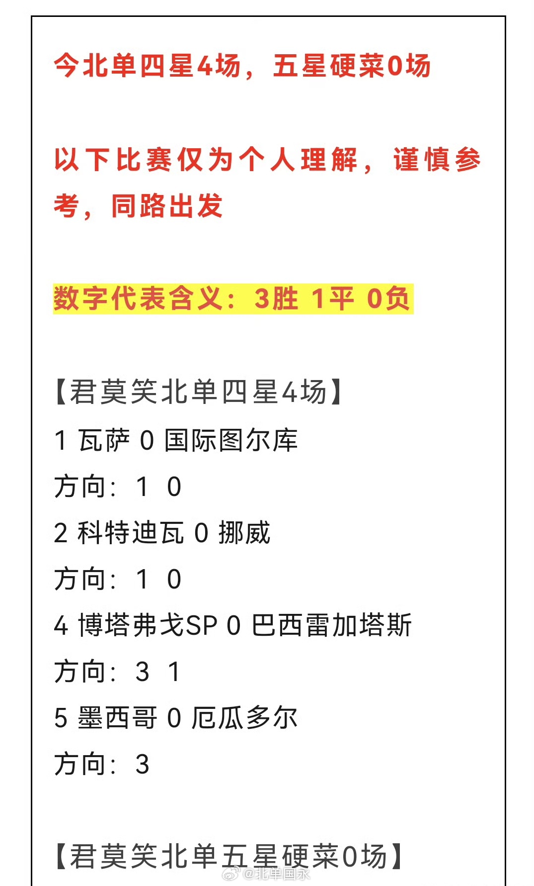 北京单场 北单6月30日扫盘🔥 