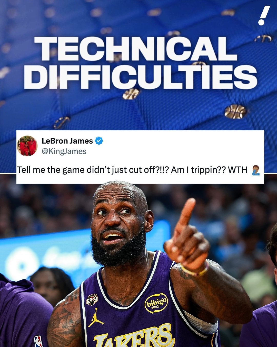 詹姆斯 当热火对阵黄蜂的比赛在最后几秒钟突然中断时，勒布朗的感受和我们所有人一样