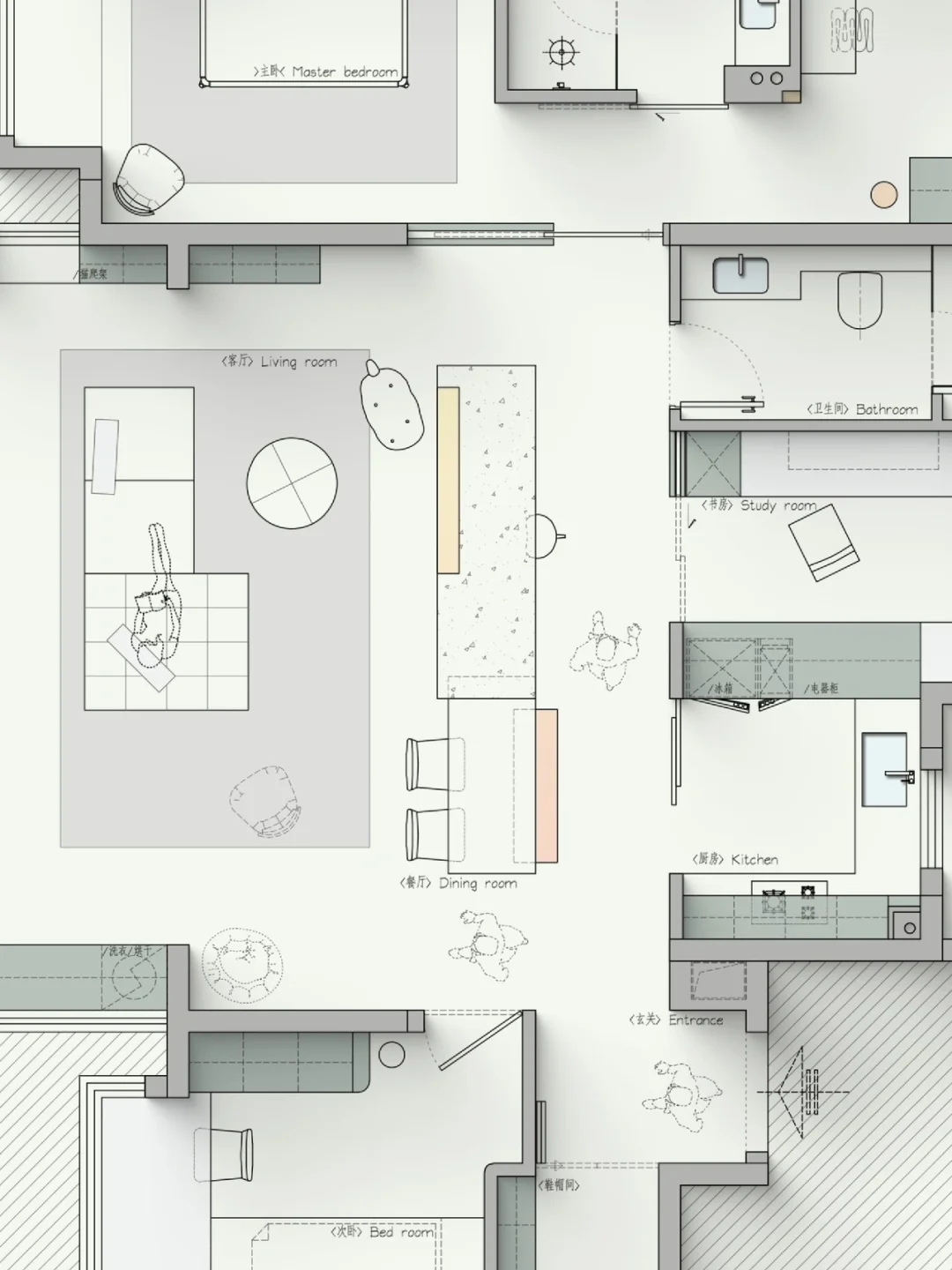 没错！这就是100 ㎡的大平层！—3版方案