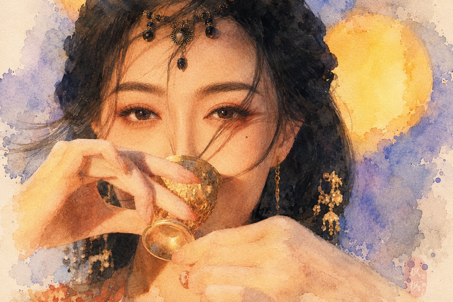 灯照红衣花照影，金尊未饮已倾城。·💌画里走出来的人儿水墨｜古风｜人物画像·我真