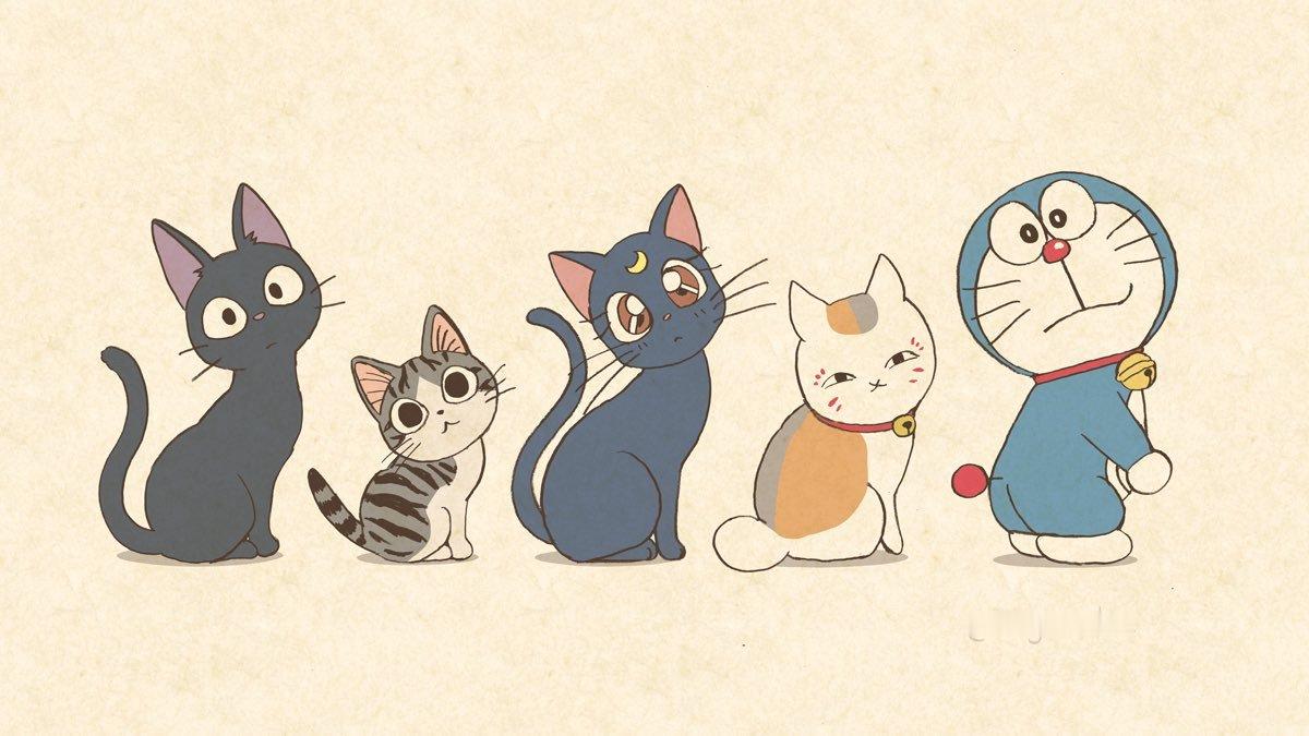 夏目友人帐动漫 可爱猫咪们集合娘口三三好小一只.[允悲]绘：mojacookie