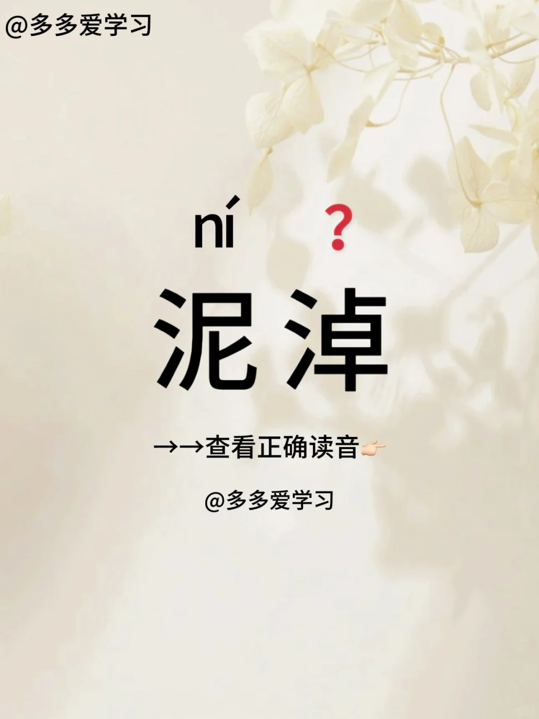 泥淖——你读对了吗 🍇泥淖 🍇解释：意思为比喻艰难而不易摆脱的困境...