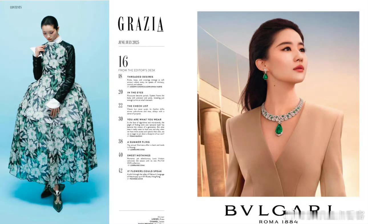 Grazia 马来西亚版2025年六七月刊投放宝格丽全球代言人刘亦菲出现这套图海