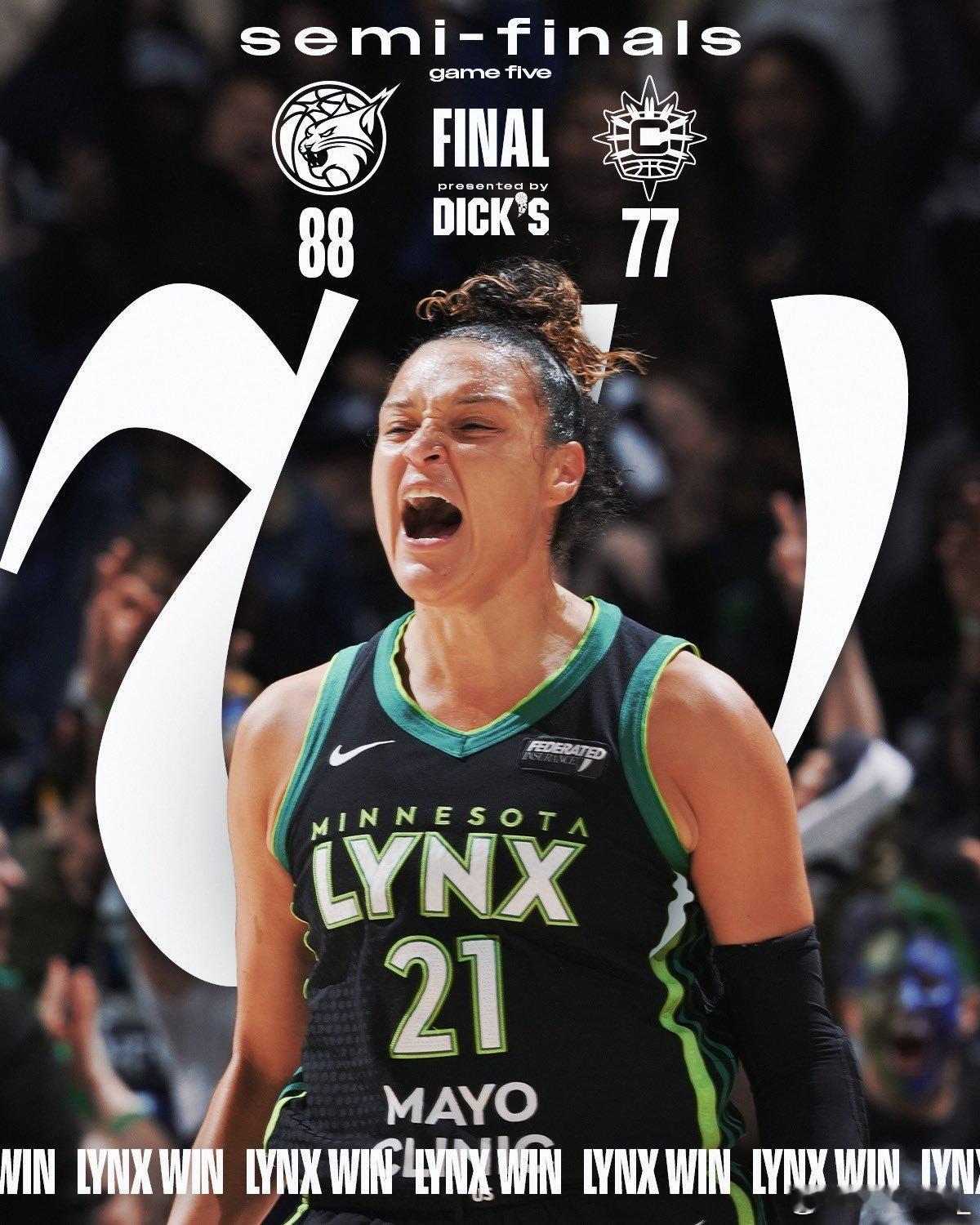 【山猫“抢五”完胜太阳 与自由人会师总决赛】#WNBA[超话]# WNBA季后赛