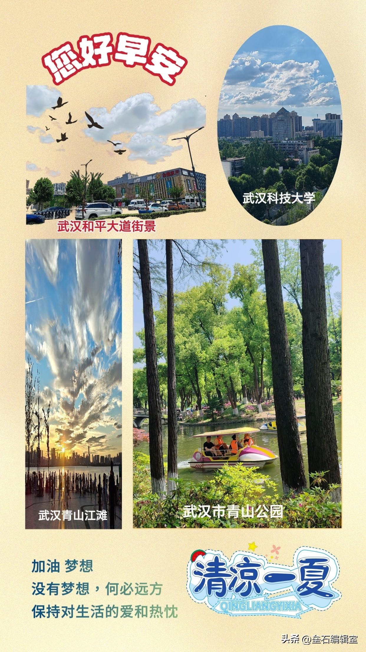 今天是8月2日周日，大家早上好！（送你一片清凉）🍎🇨🇳🍎
今天武汉气温3
