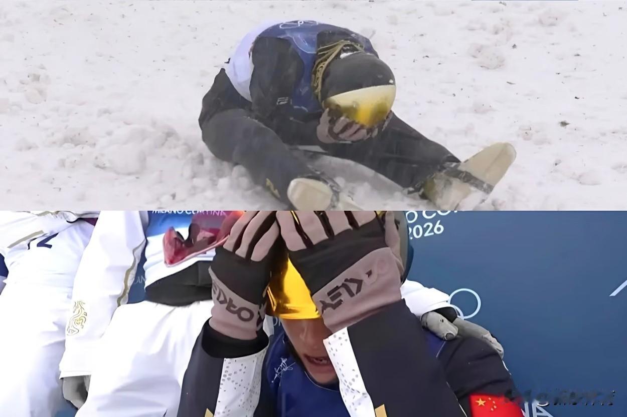 最后一跳失误后，李天马爆哭！遗憾错失金牌!

米兰冬奥自由式滑雪混团赛，中国队又