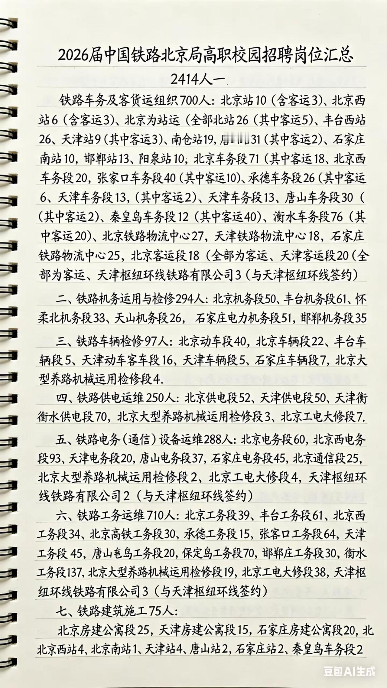 2026届中国铁路北京局公告一二汇总