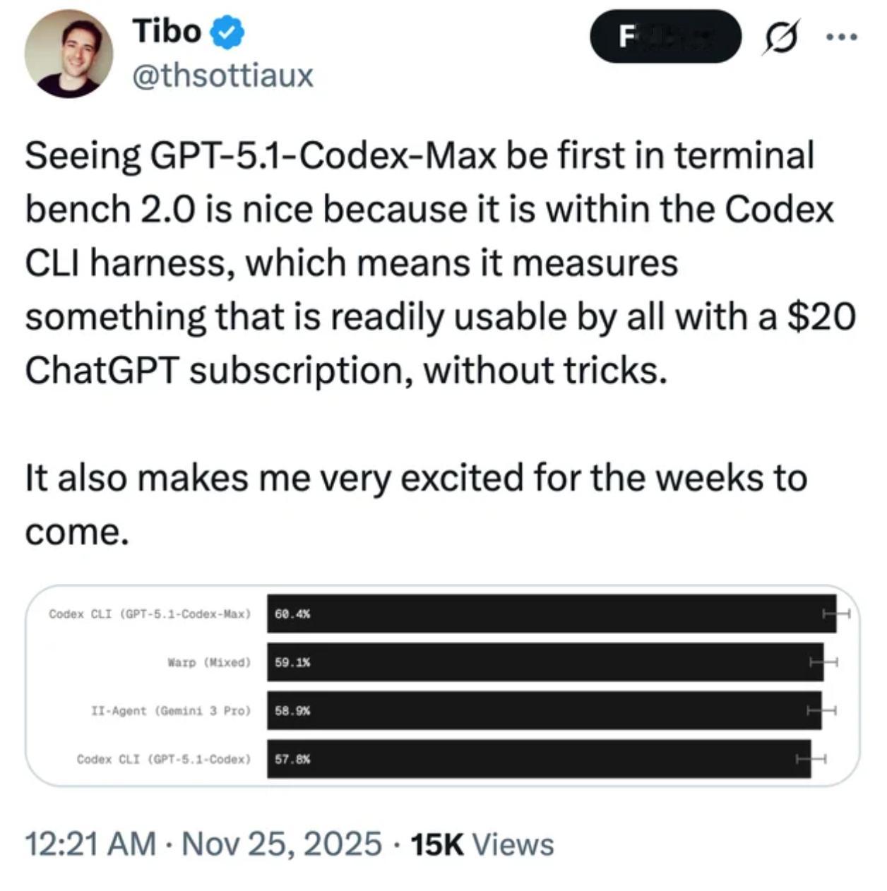 GPT-5.1-Codex-Max拿下Terminal Bench 2.0第一名