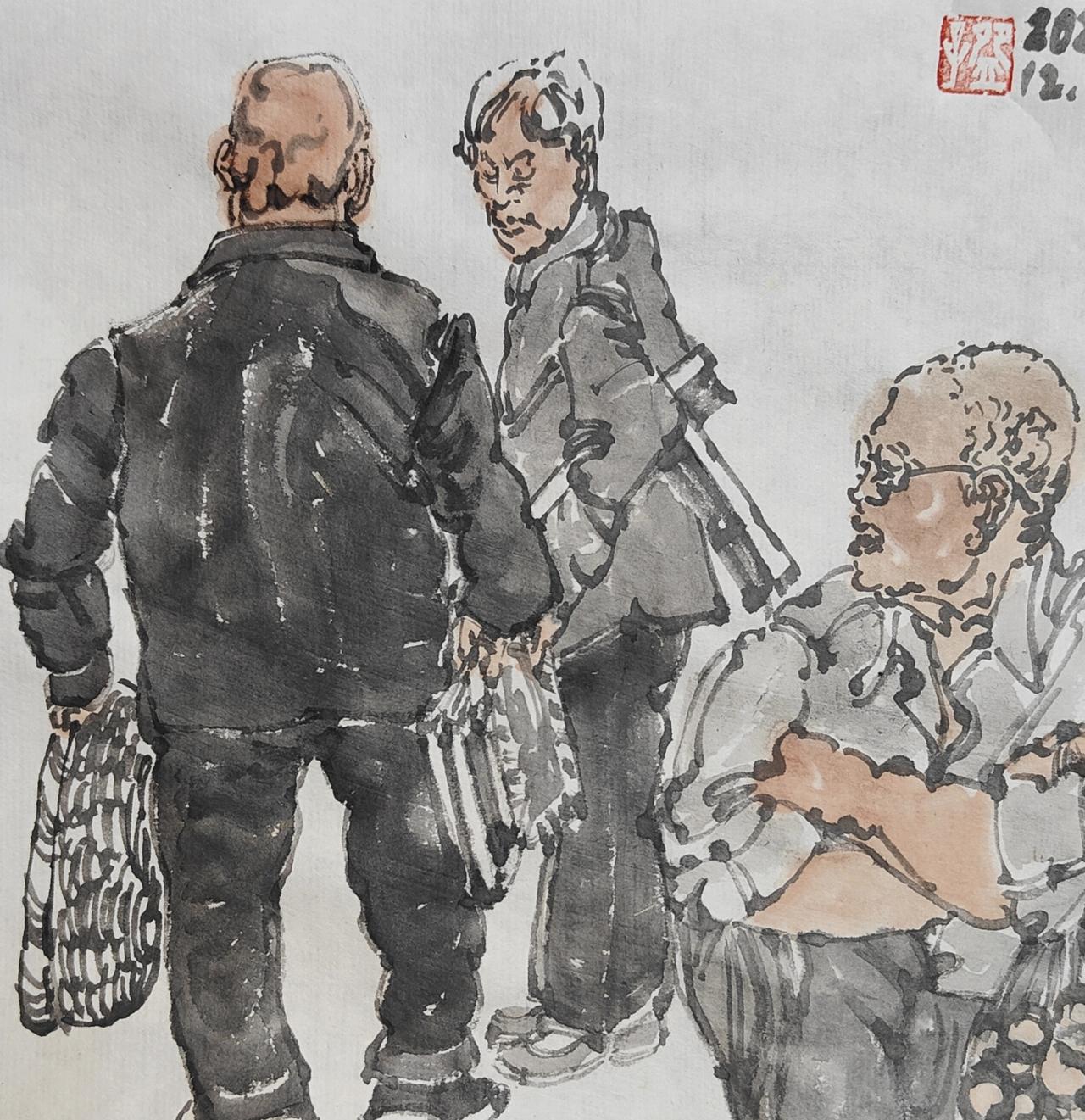 碗子的纸片水墨《乡里》之一