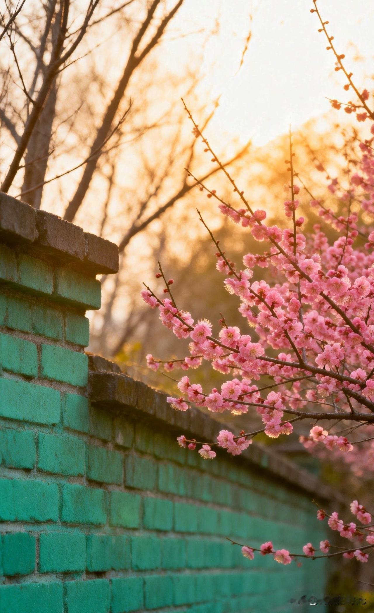 偶然的，走过老城区那片旧围墙，便遇见了这一株梅。它立在一片杂树中间，尽管有太阳照