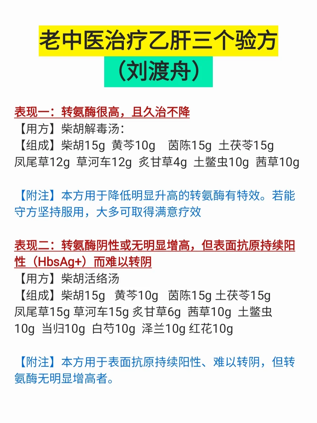 老中医治疗乙肝三个验方㊙️