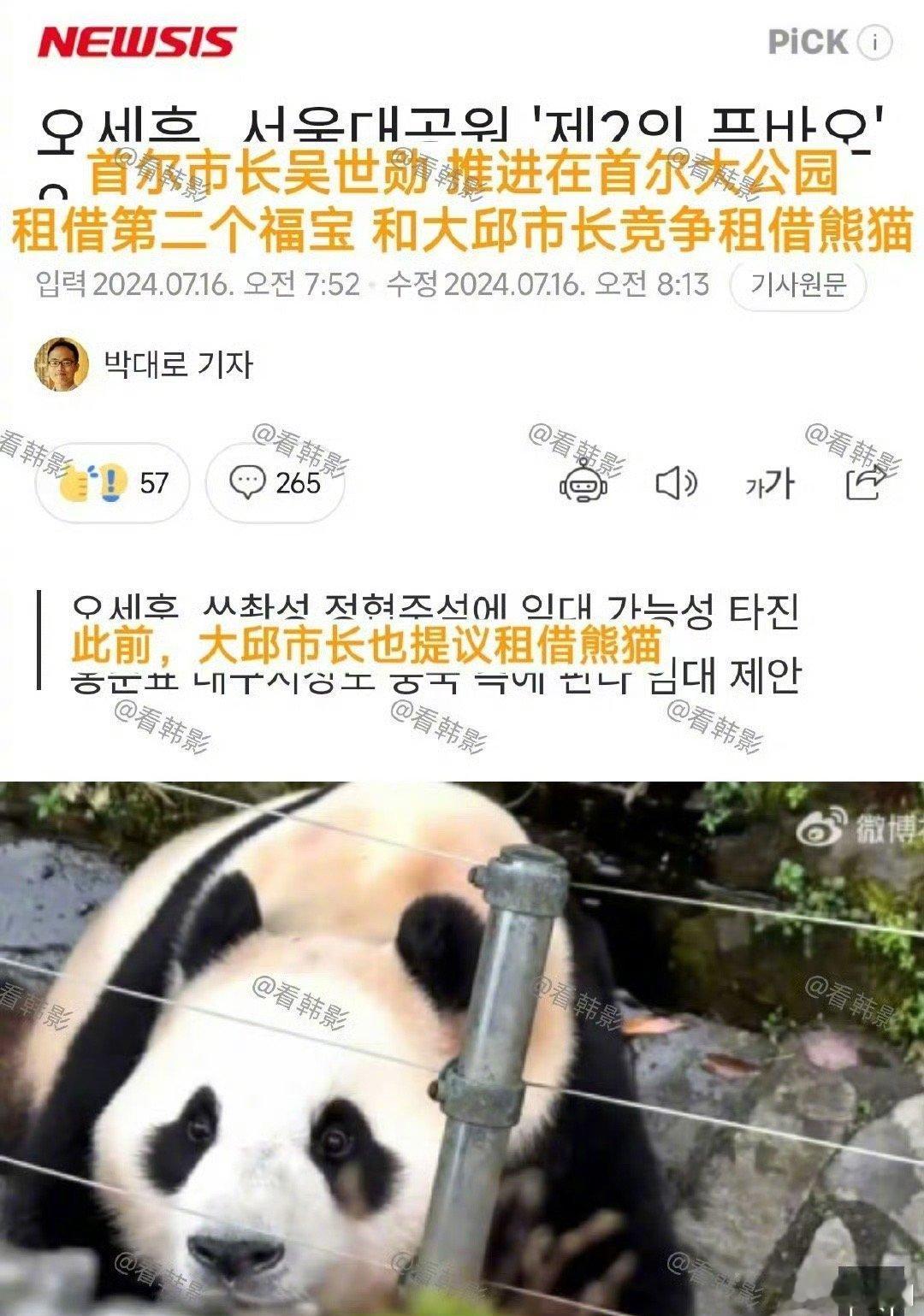 韩国首尔市长计划打造第二个福宝… ​​​
