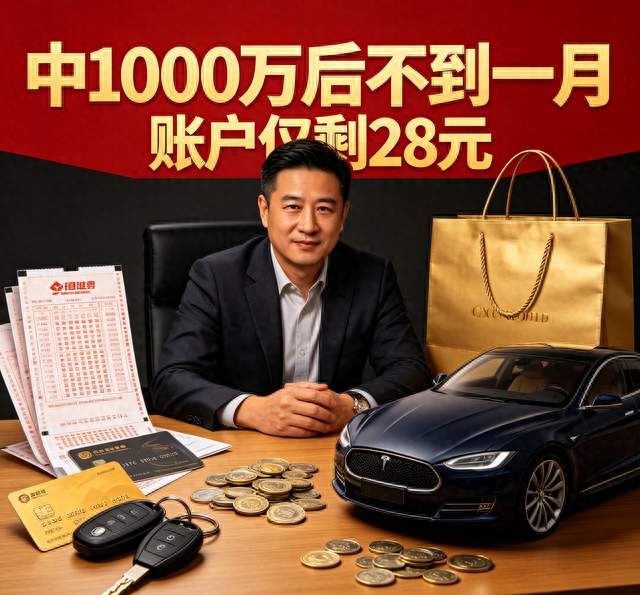 男子喜中1000万大奖，不到一个月挥霍，账户只剩28元