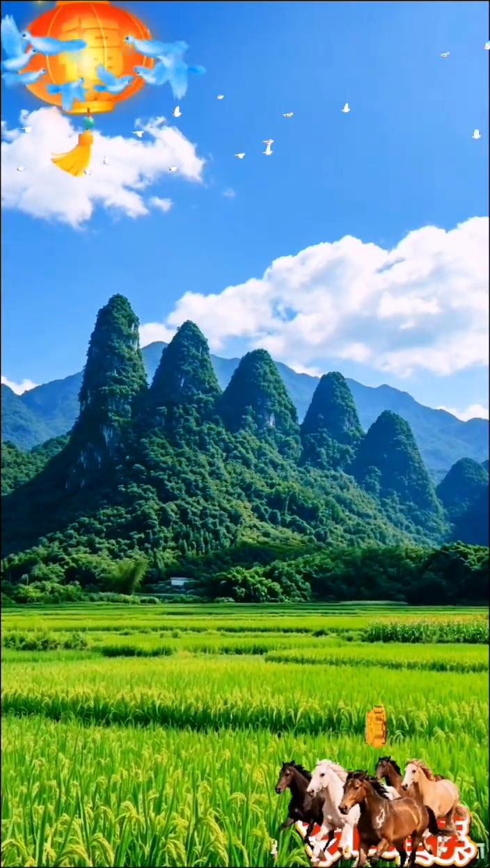 旌节山风景。
旌节山，马到成功，祖孙联芳。