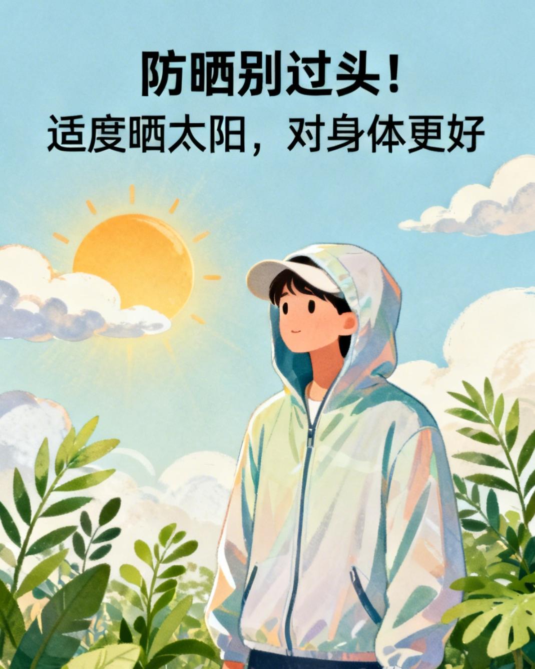 防晒别过头！适度晒太阳，对身体更好
 
现在很多人防晒越来越拼，出门帽子、口罩、