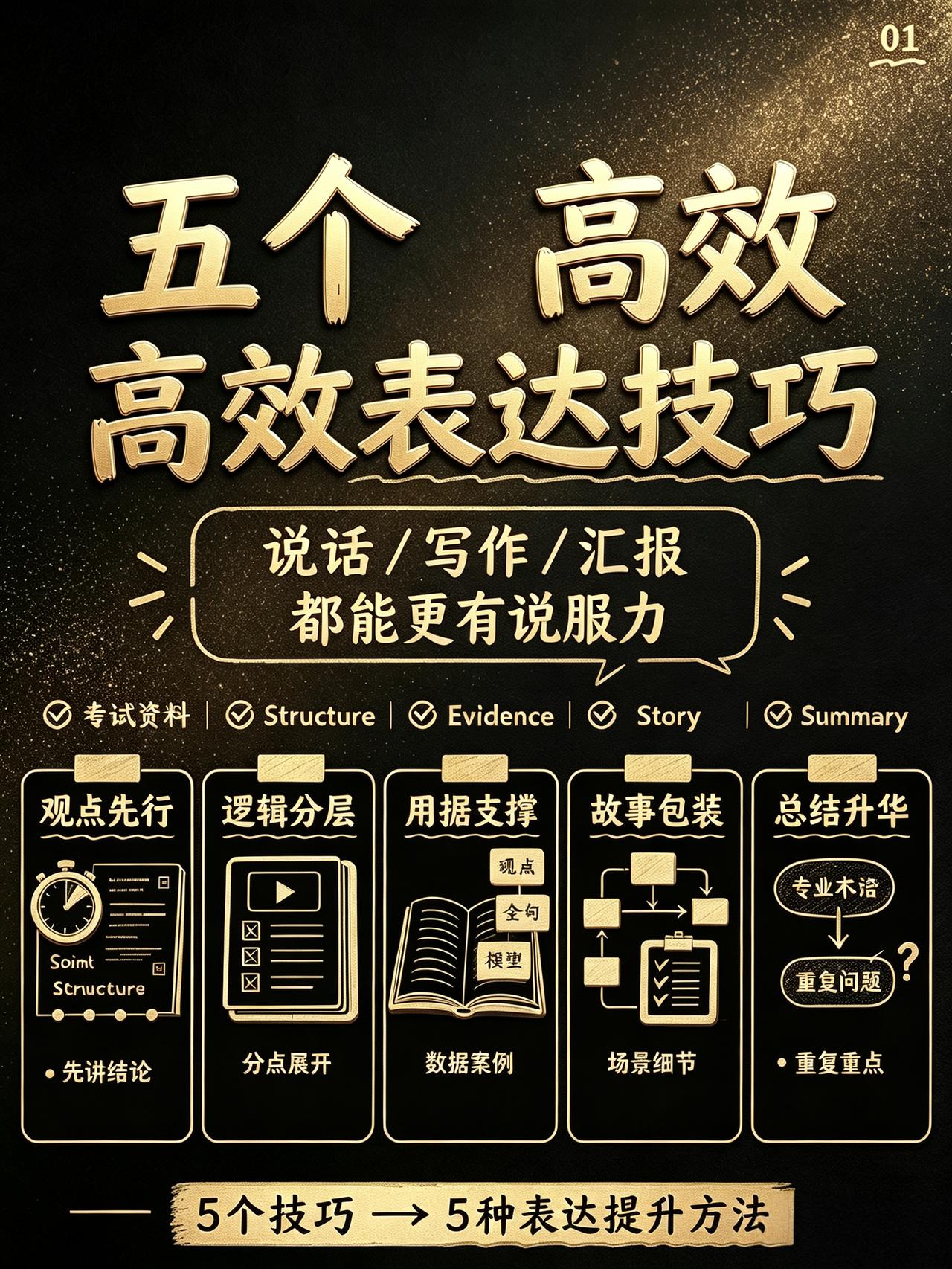 五个高效表达技巧
说话 / 写作 / 汇报
都能更有说服力
✅观点先行｜先讲结论