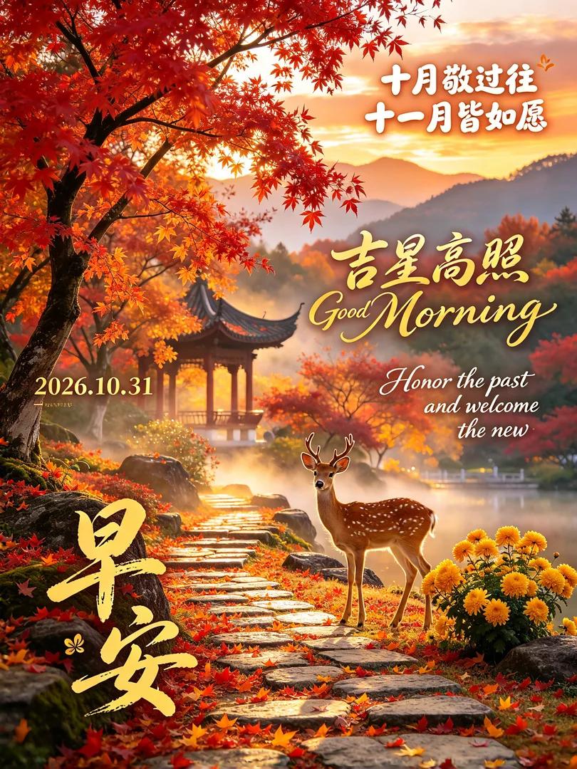 ²⁰²⁶/₁₀.₃₁ᵕ̈早安~10张美图，祝十月圆满，十一月顺遂
 高清无水印早