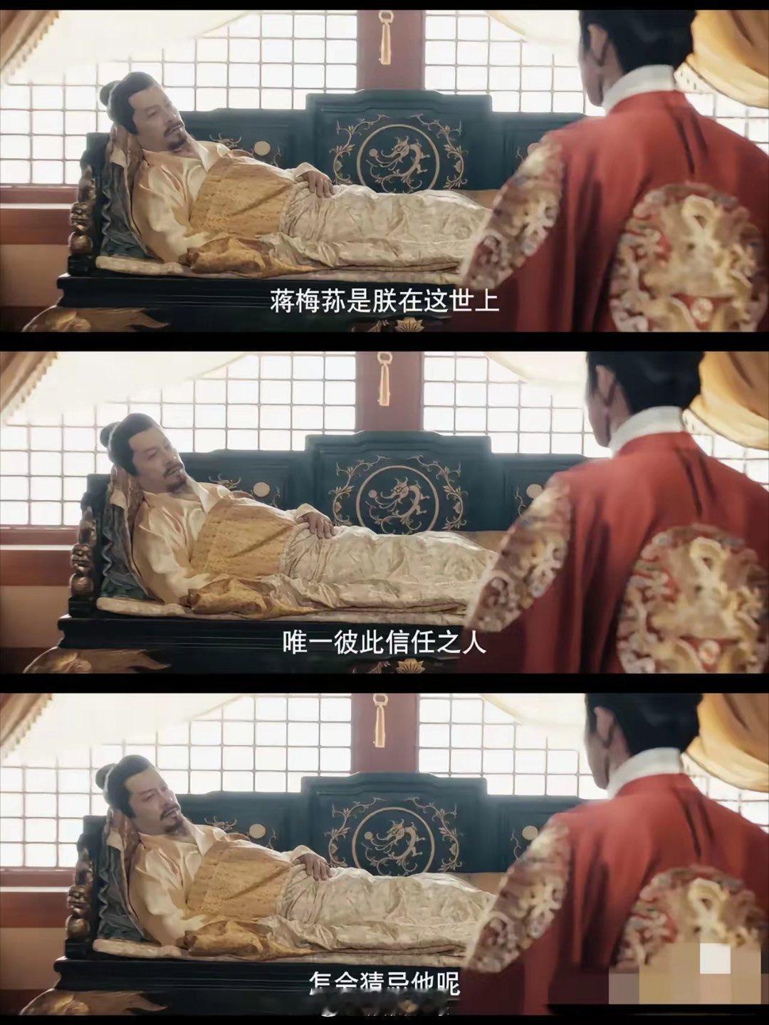 原来皇帝抓捕蒋梅荪，意图通过朝堂手段，让蒋承太子之情，待自己百年之后，蒋能继续忠