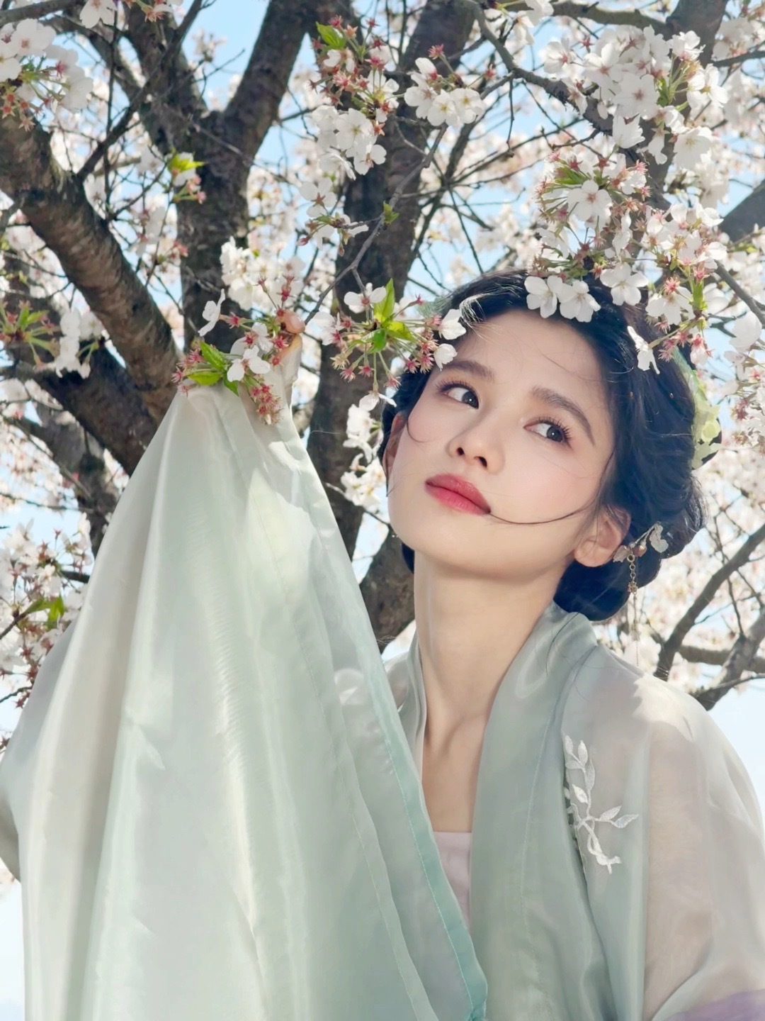 #张婧仪花下美人#你惨了，你坠入爱河了！！！被张婧仪今日造型硬控3分钟！！！花美