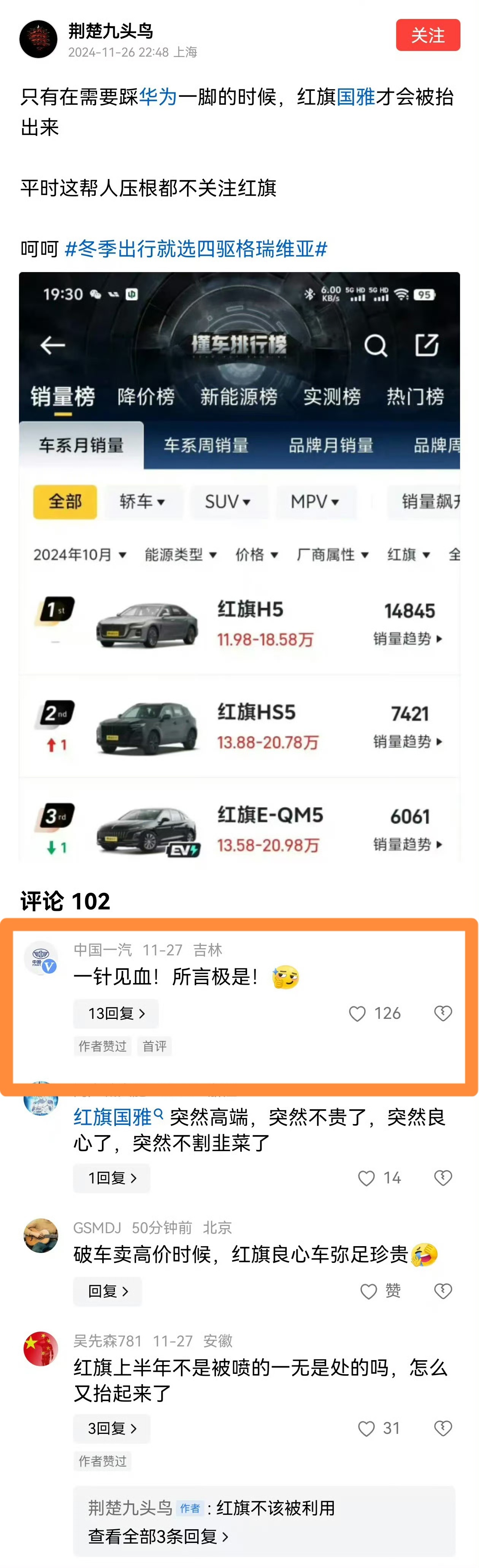经过我的调查，说的都是事实。许多人自从注册账号以来，从未提及“红旗”二字。为了踩