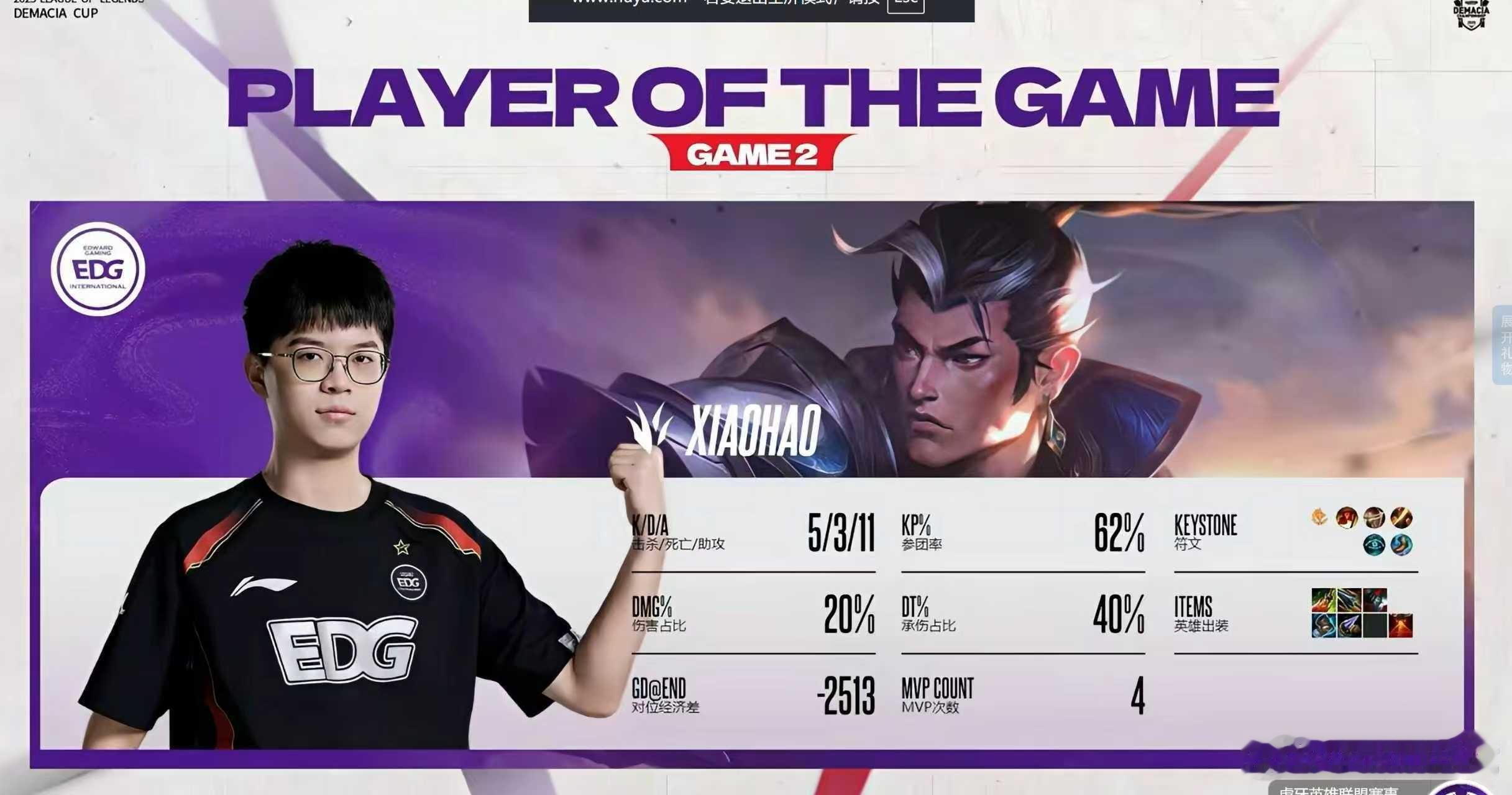 【2025德玛西亚杯 |  EDG 2-0 WE 】MVP给到Xiaohao 5