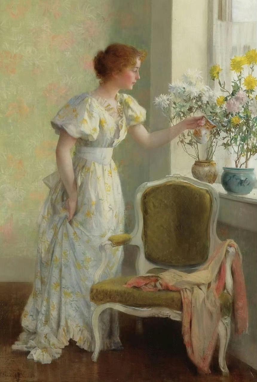 窗边，美国画家Francis Coates Jones ​​​