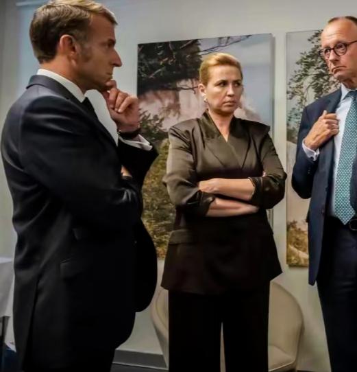 马克龙、墨茨、弗雷泽里克森三人在讨论什么问题呢？
三人都是一脸严肃表情，是不是问