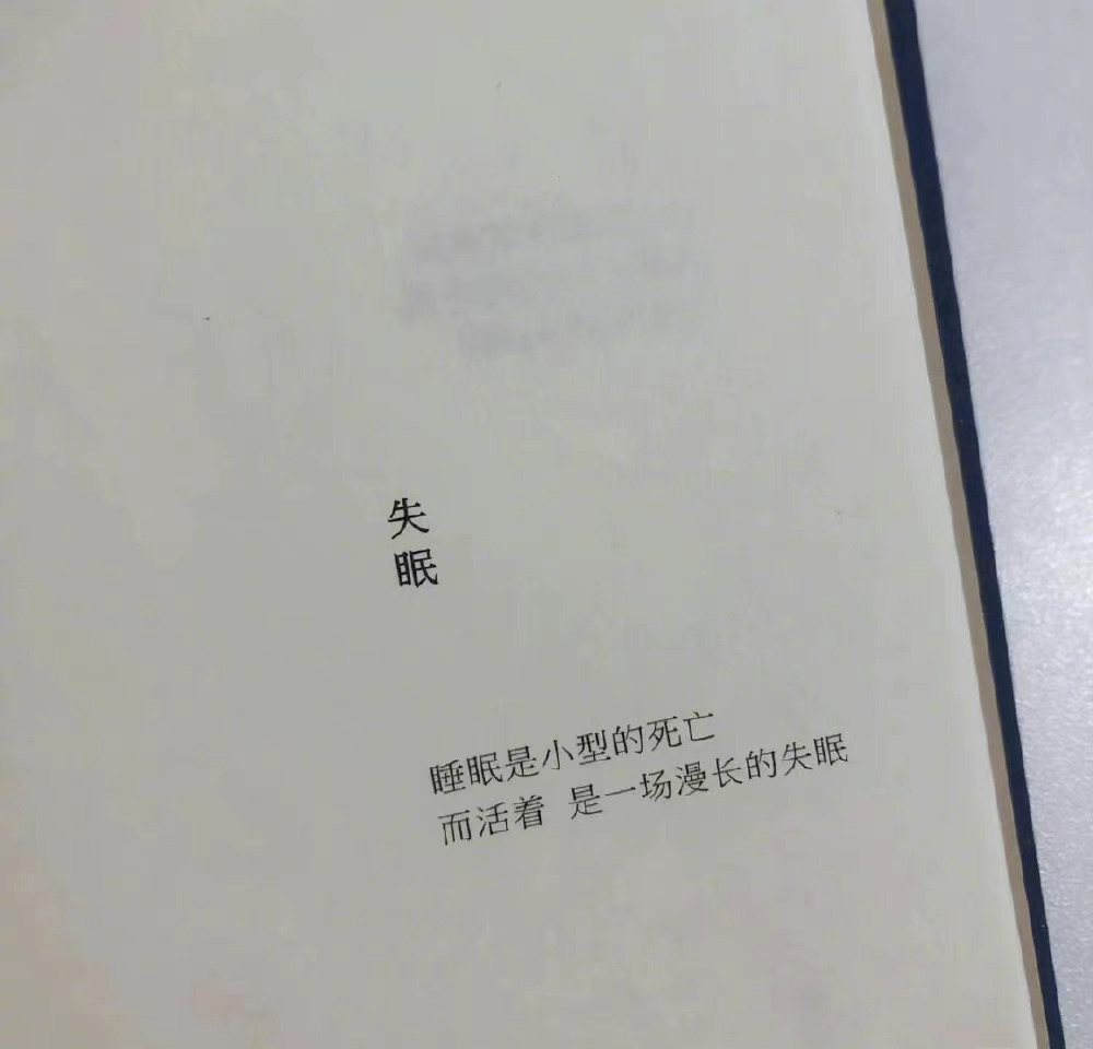 睡眠是小型的死亡，而活着，是一场漫长的失眠。——《失眠》 
