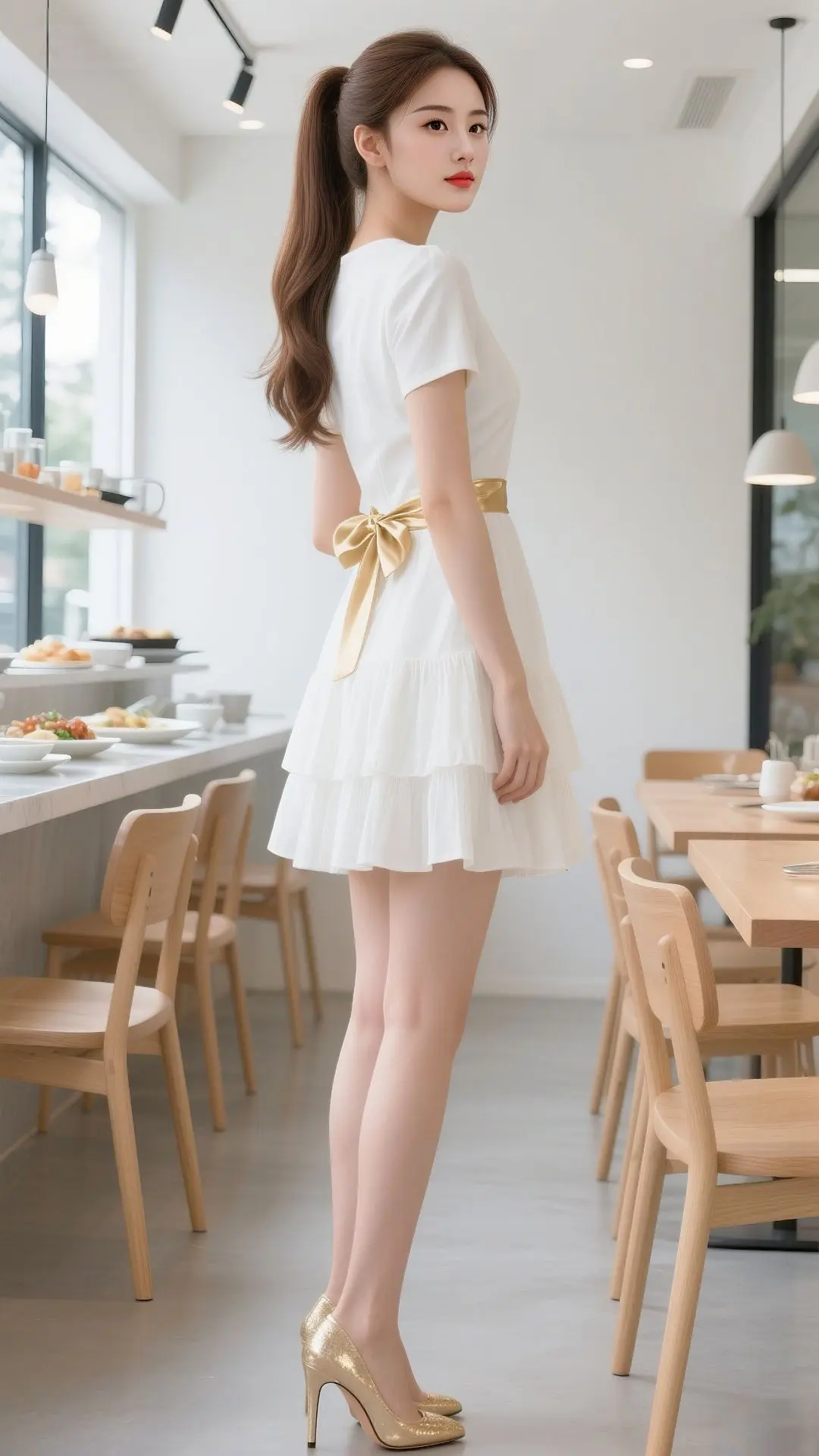 “白裙配金色腰带，这是不是‘富家千金’穿搭模板？你们觉得这套适合约会还...