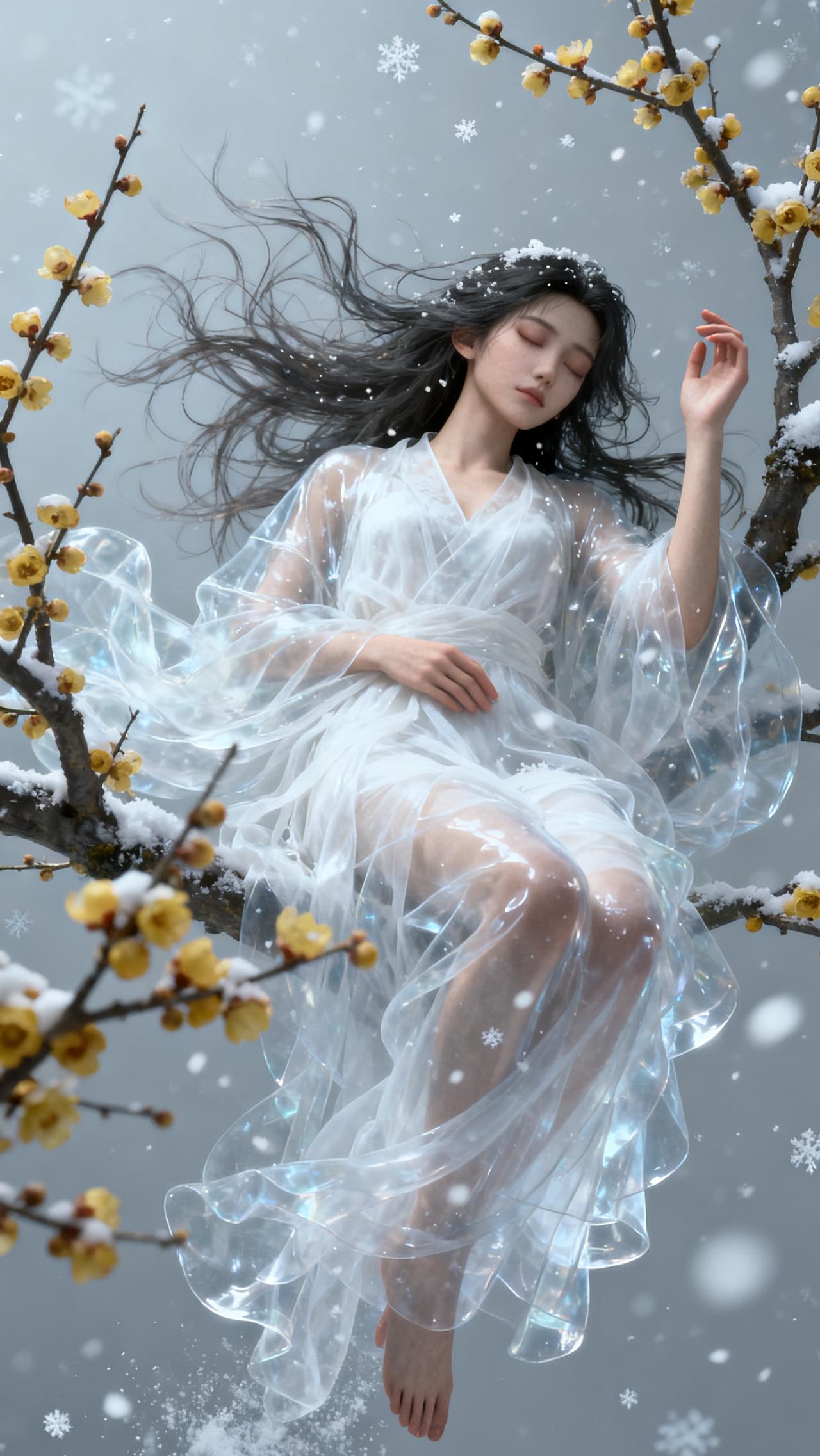 今日美图：冰晶美人！
今年冬天的不同下联：冬霜冬雪冬梅红，请对上联 美图 女神 