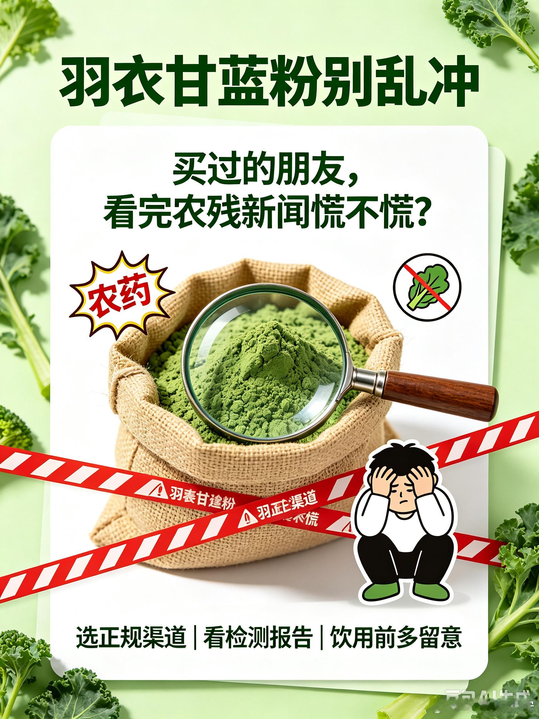 羽衣甘蓝 农药我之前就买过羽衣甘蓝粉，看到羽衣甘蓝农残新闻，属实吓一跳，以后挑选