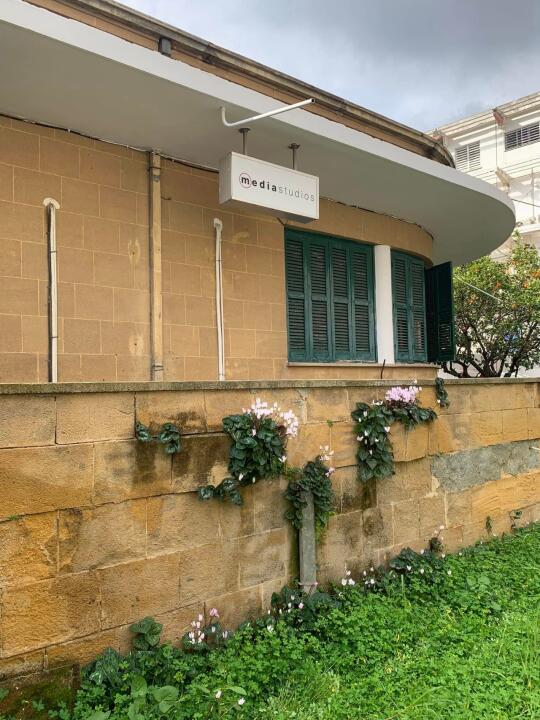 塞浦路斯古老砂岩房外的仙客来
