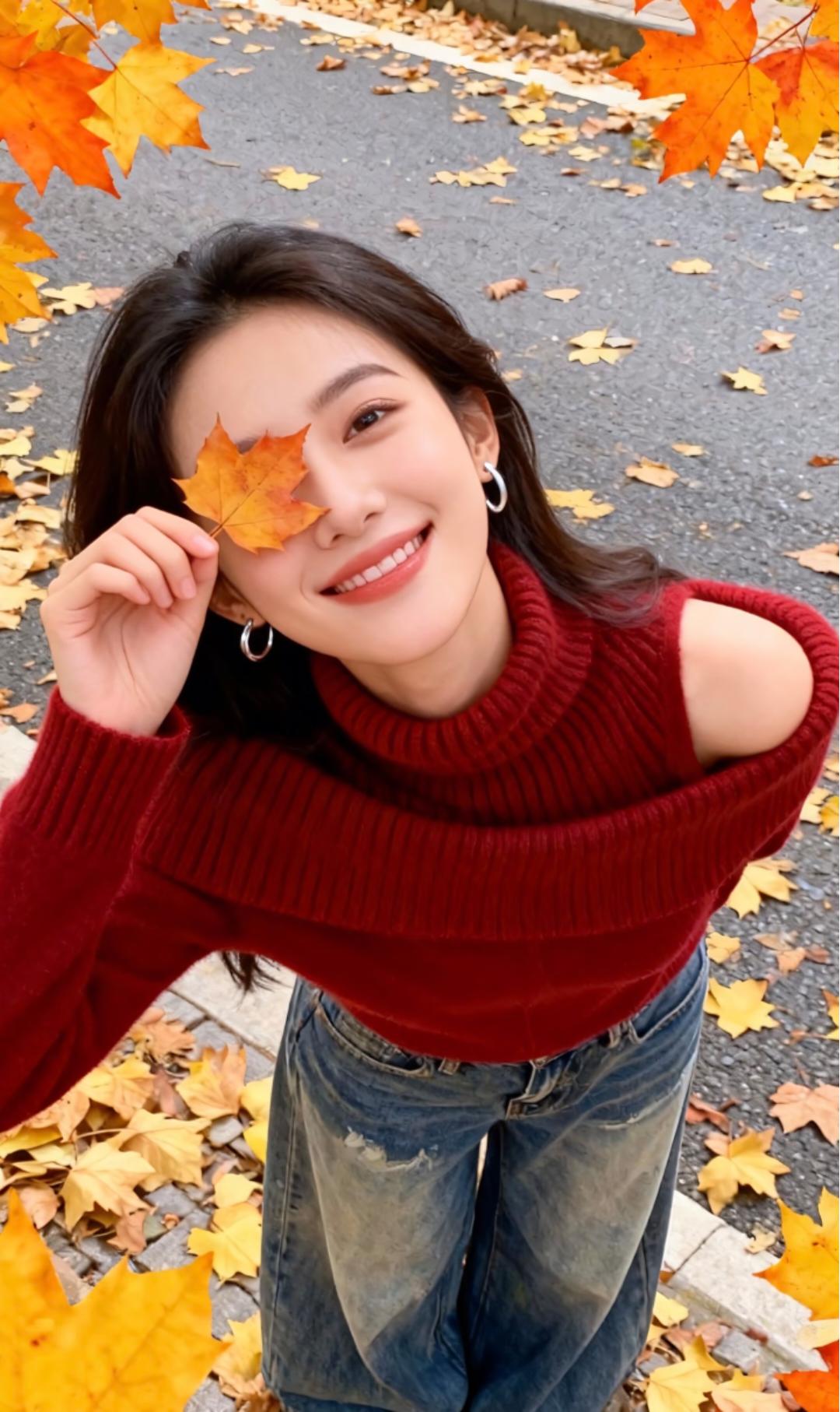 缓缓飘落的枫叶像思念，温暖岁末的秋天