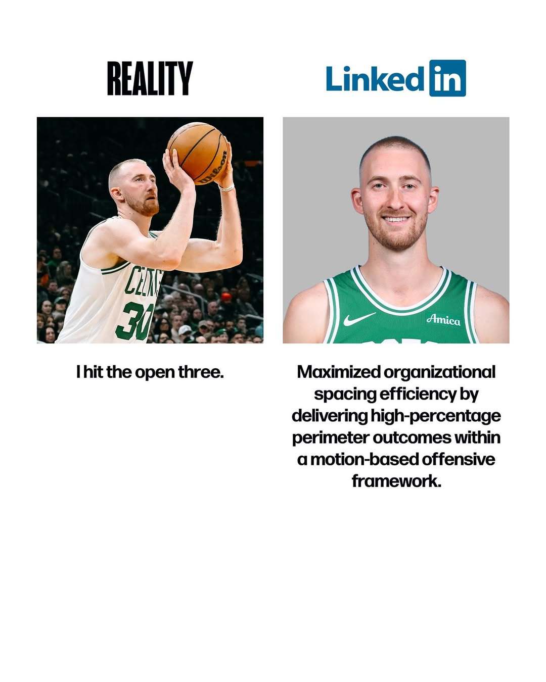 现实版：我投进了一个空位三分。简历版：通过在动态进攻体系中提供稳定外线火力，最大