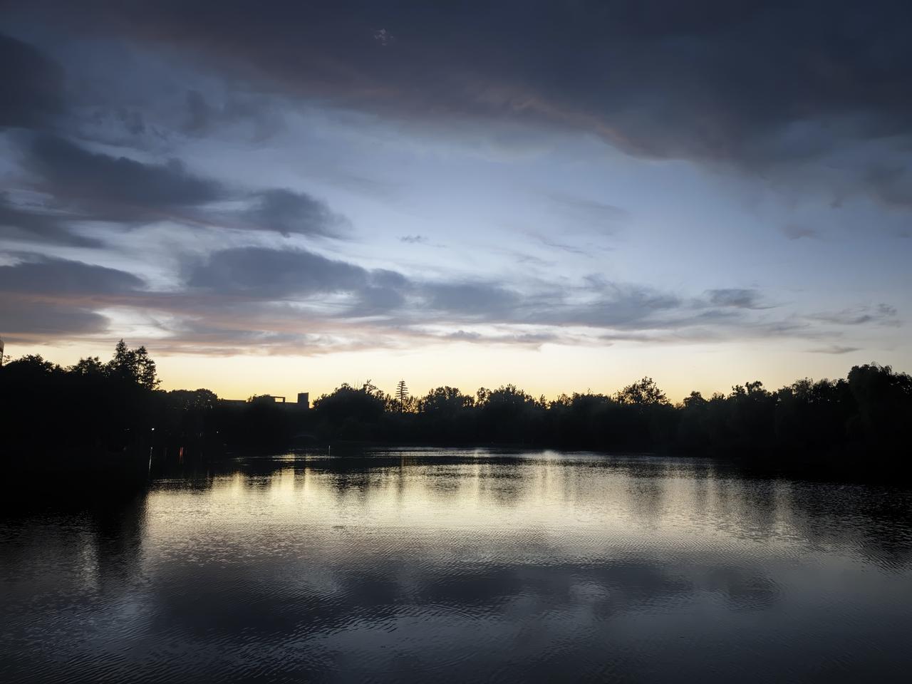 《雨后夕阳》
夕照衔凉暑气微，雨停蛙鼓藕花肥。
云笺一抹晴时晚，霞影还留倦鸟归。