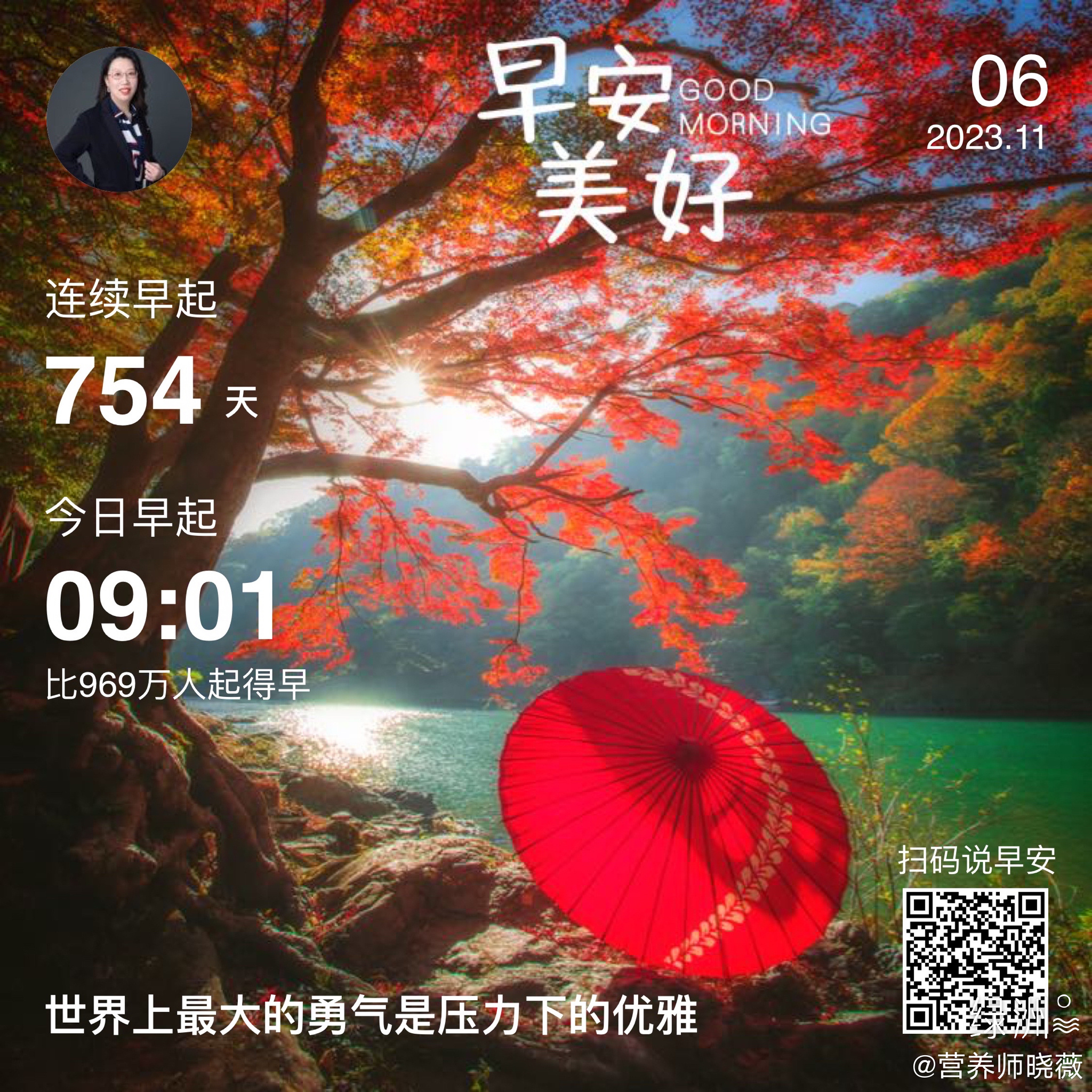 #早安#世界上最大的勇气是压力下的优雅 