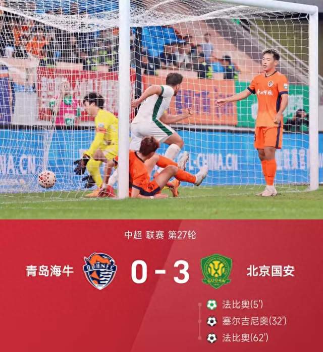 0-3惨败！海牛10连败提前降级，国安火力全开杀至积分榜次席