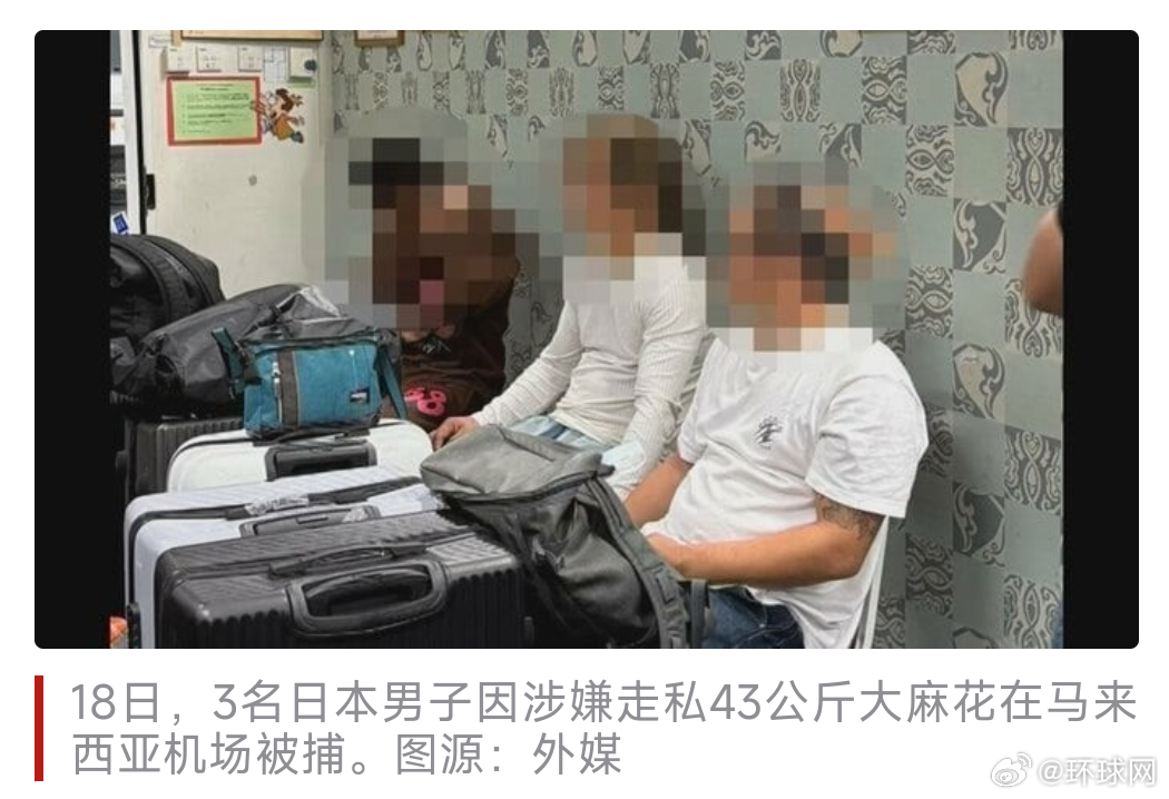 【涉嫌走私43公斤大麻花，3名日本男子在马来西亚机场被捕】据英国《独立报》、香港