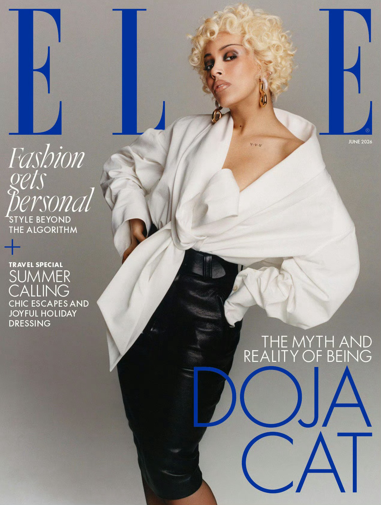 Doja Cat “豆荚猫” 英国版ELLE 6月刊封面人物，着Saint La