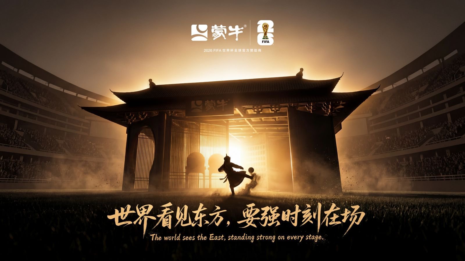 一座东方展馆拥抱世界要强 就在本届世界杯火热进行的同时，蒙牛于纽约大都会体育场外